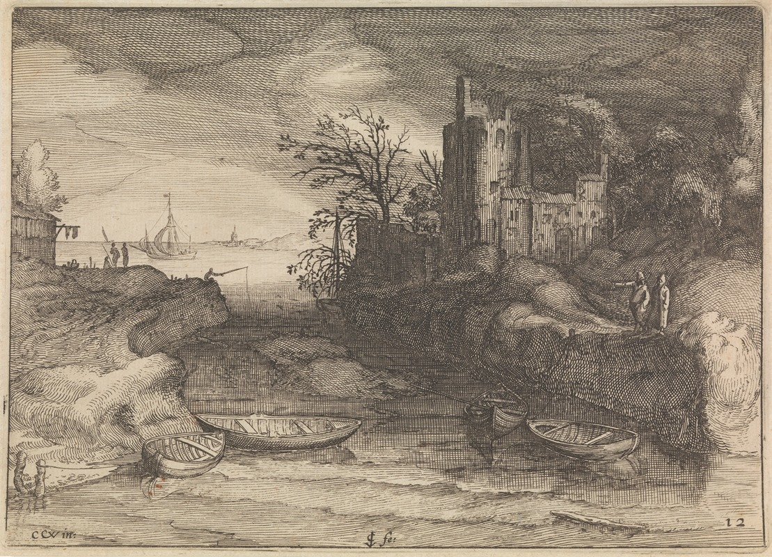 Claes Janszoon Visscher II - Landscape with sloops