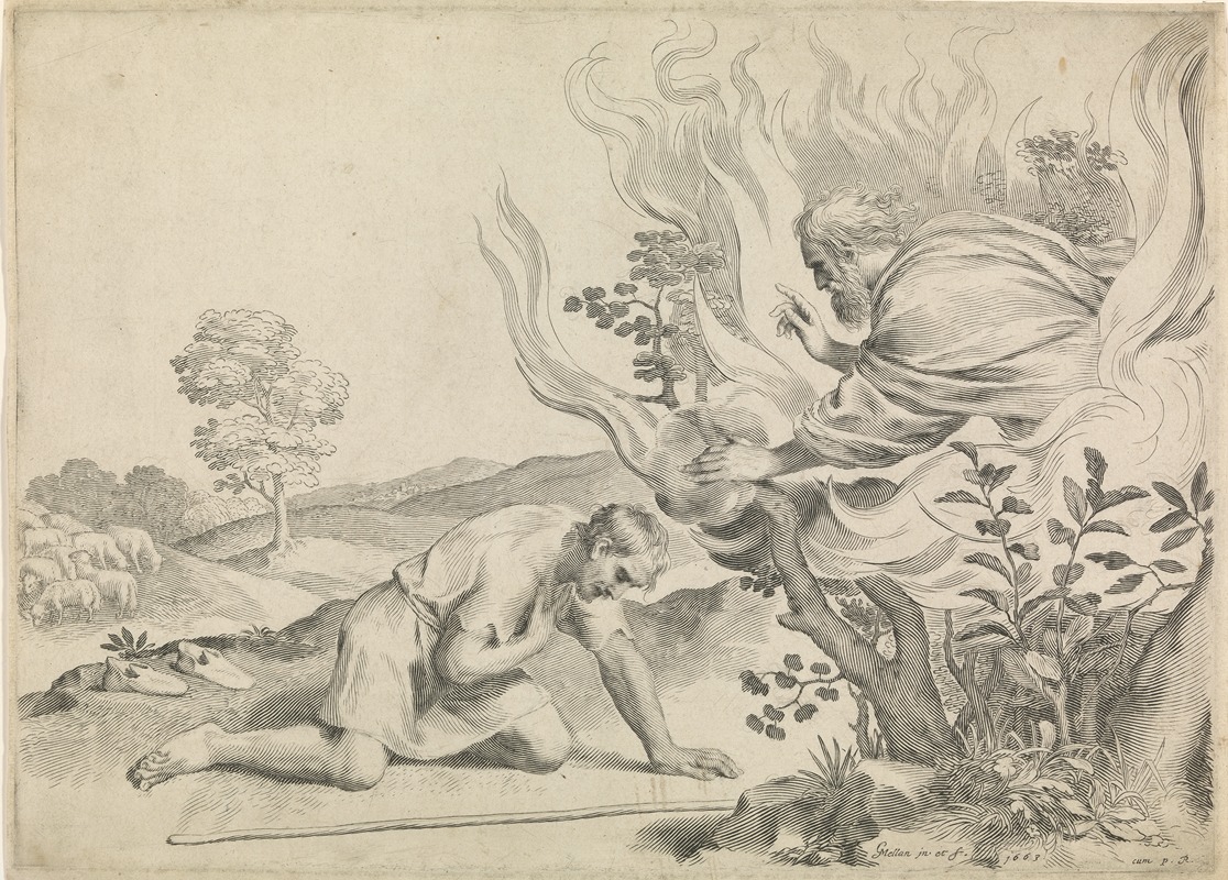 Claude Mellan - Moses and the burning bush