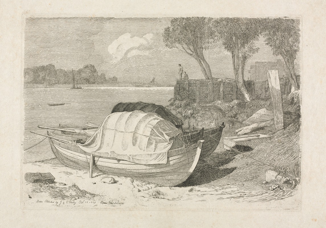 Cornelius Varley - Two Beached Fishing Boats