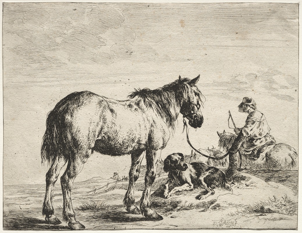 Dirck Stoop - Horse bound to a post