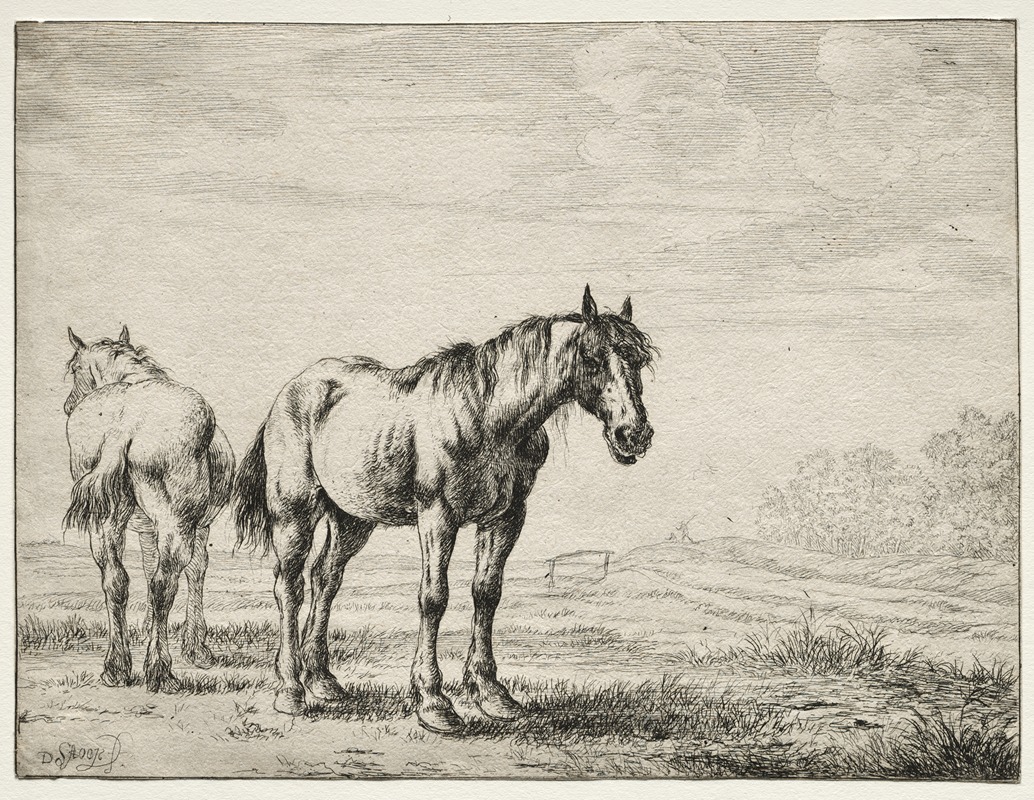 Dirck Stoop - Two plough horses