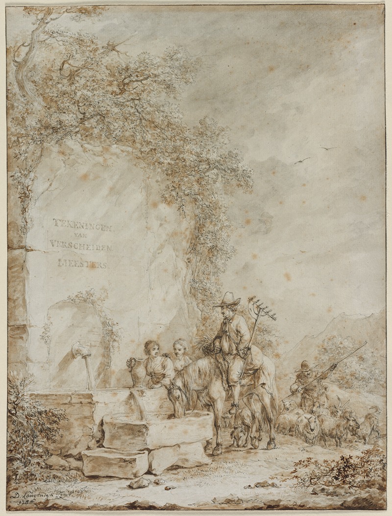 Dirk Langendijk - Peasants at a Fountain