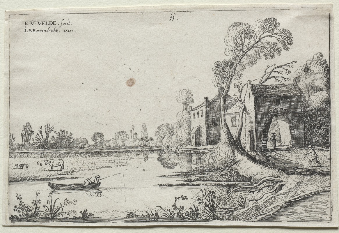 Esaias van de Velde - Landscape with a River and a Gatehouse