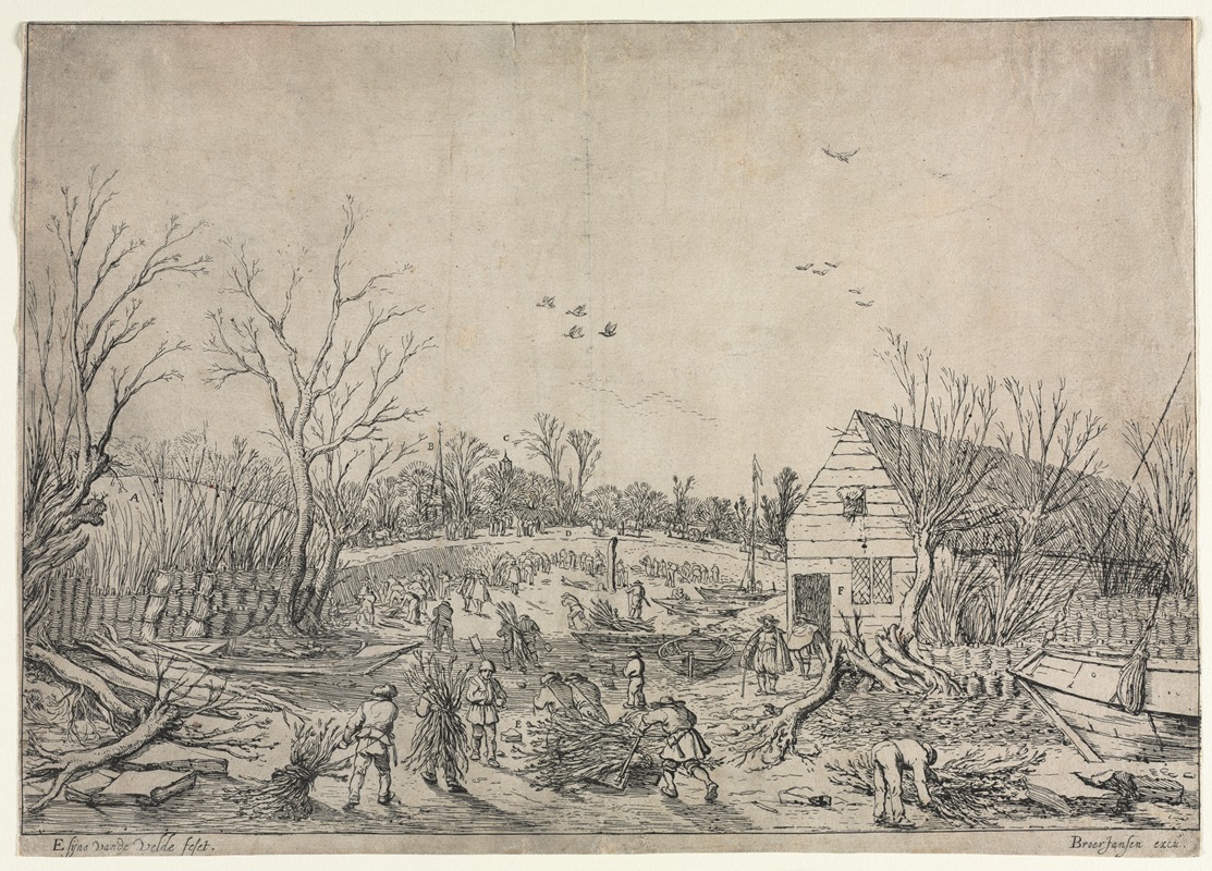 Esaias van de Velde - The Great Flood of January 10, 1624 (or Repairing the Broken Dike on the River Lek by Vianen, 1624)