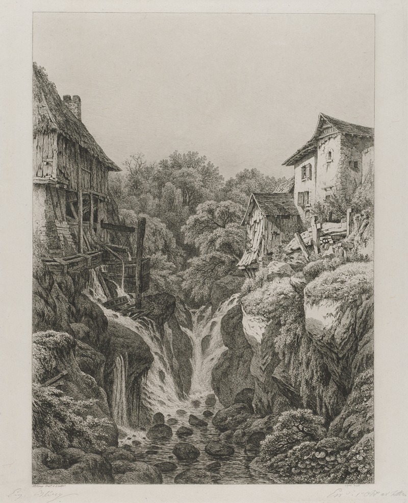 Eugene Blery - The Mill and Waterfall of Grésy near Aix-les-Bains