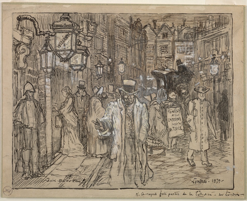 Félix Hilaire Buhot - Street Scene in London