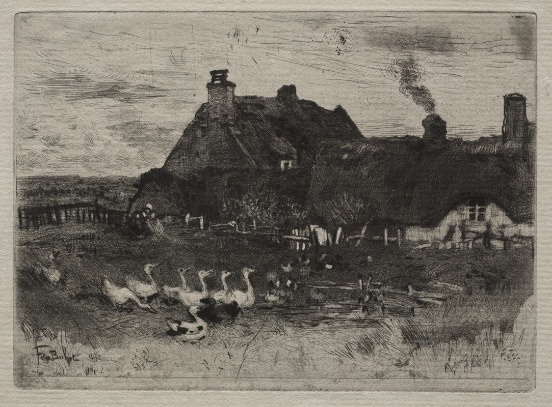 Félix Hilaire Buhot - Thatched Cottages