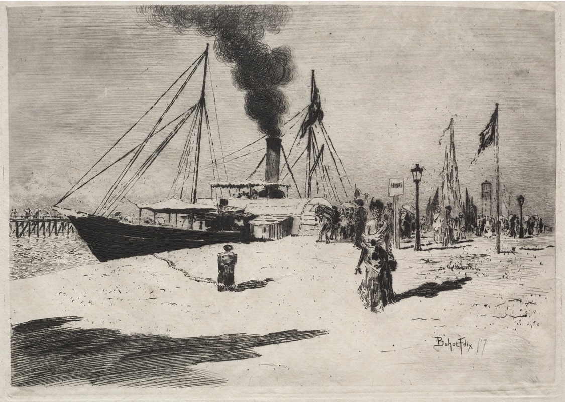 Félix Hilaire Buhot - The Wharf at Trouville