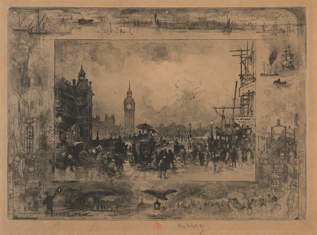 Félix Hilaire Buhot - Westminster Bridge, or Westminster Tower