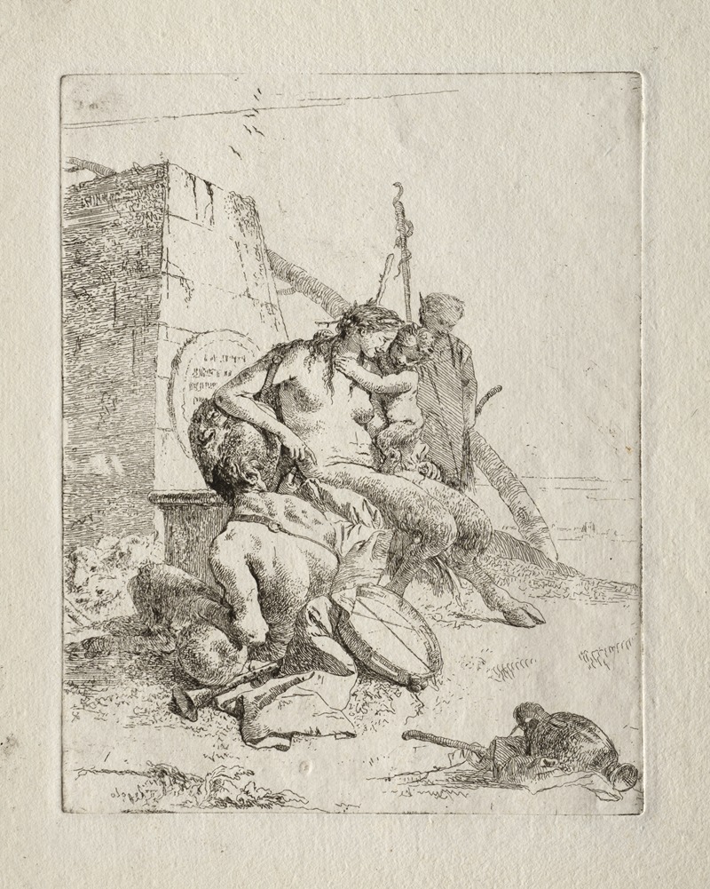 Giovanni Battista Tiepolo - Scherzi di Fantasia; Satyr Family with the Obelisk