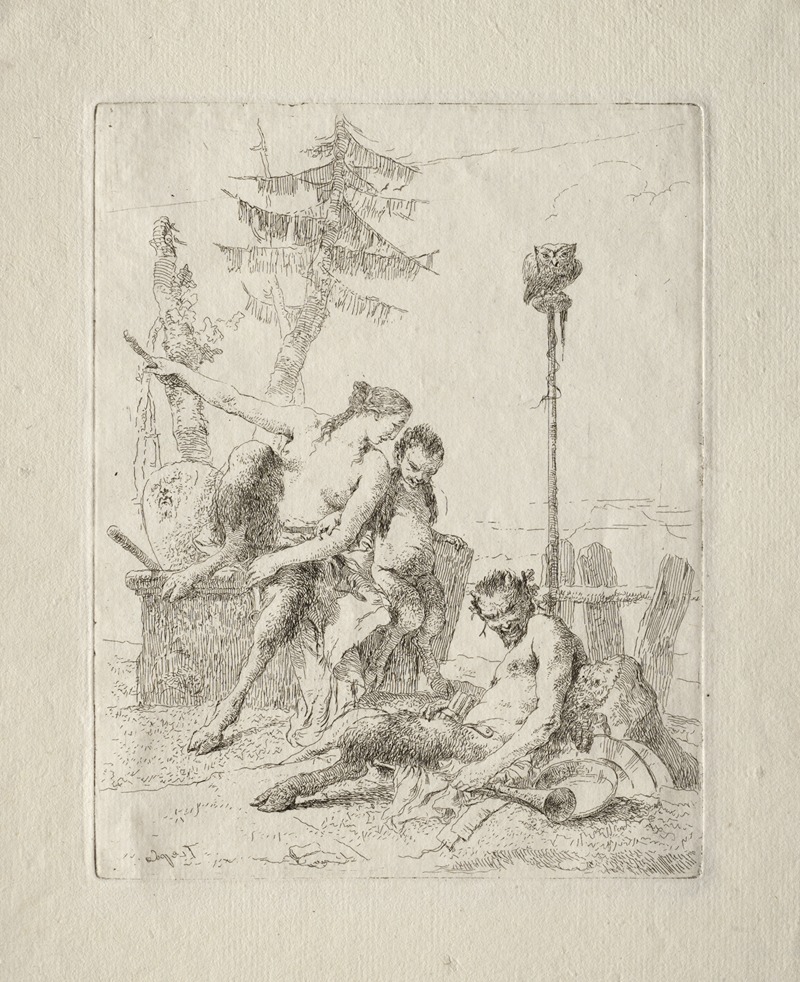 Giovanni Battista Tiepolo - Scherzi di Fantasia; The Happy Satyr and his Family