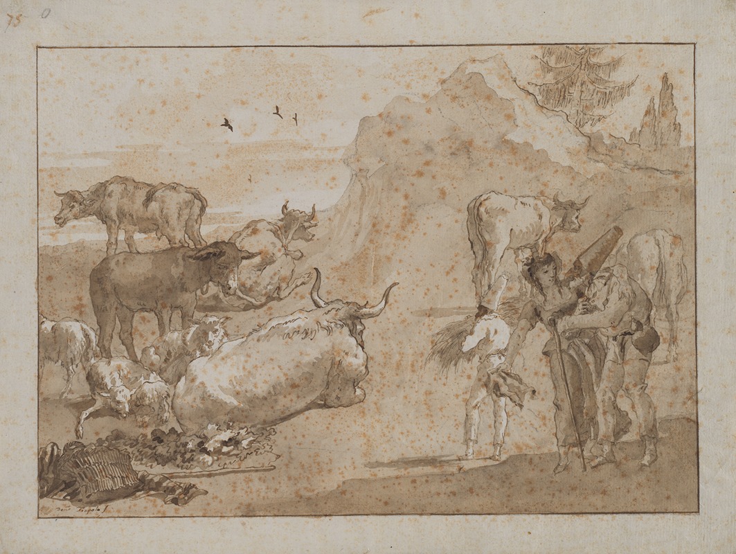 Giovanni Domenico Tiepolo - Sheep and Cows