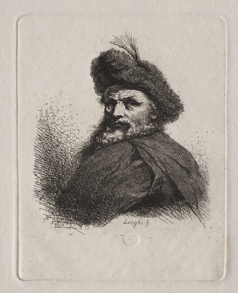 Giuseppe Longhi - Bust of a Man with a Fur Cap