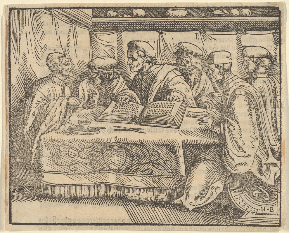 Hans Burgkmair The Elder - Six Scholars Sitting Around a Table