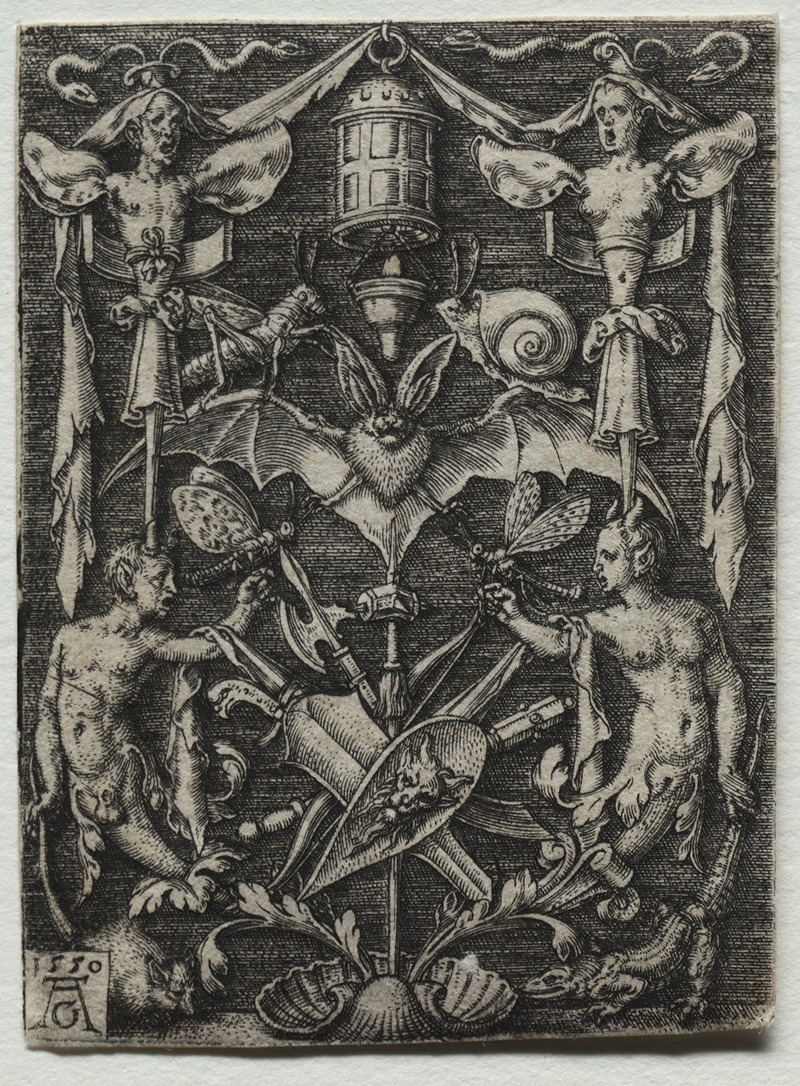 Heinrich Aldegrever - Ornament Design with a Bat in the Center