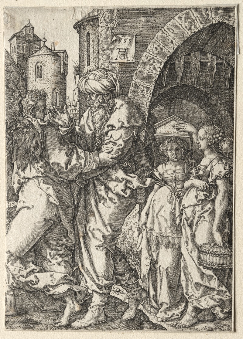 Heinrich Aldegrever - The Story of Lot; Lot and His Family Fleeing Sodom