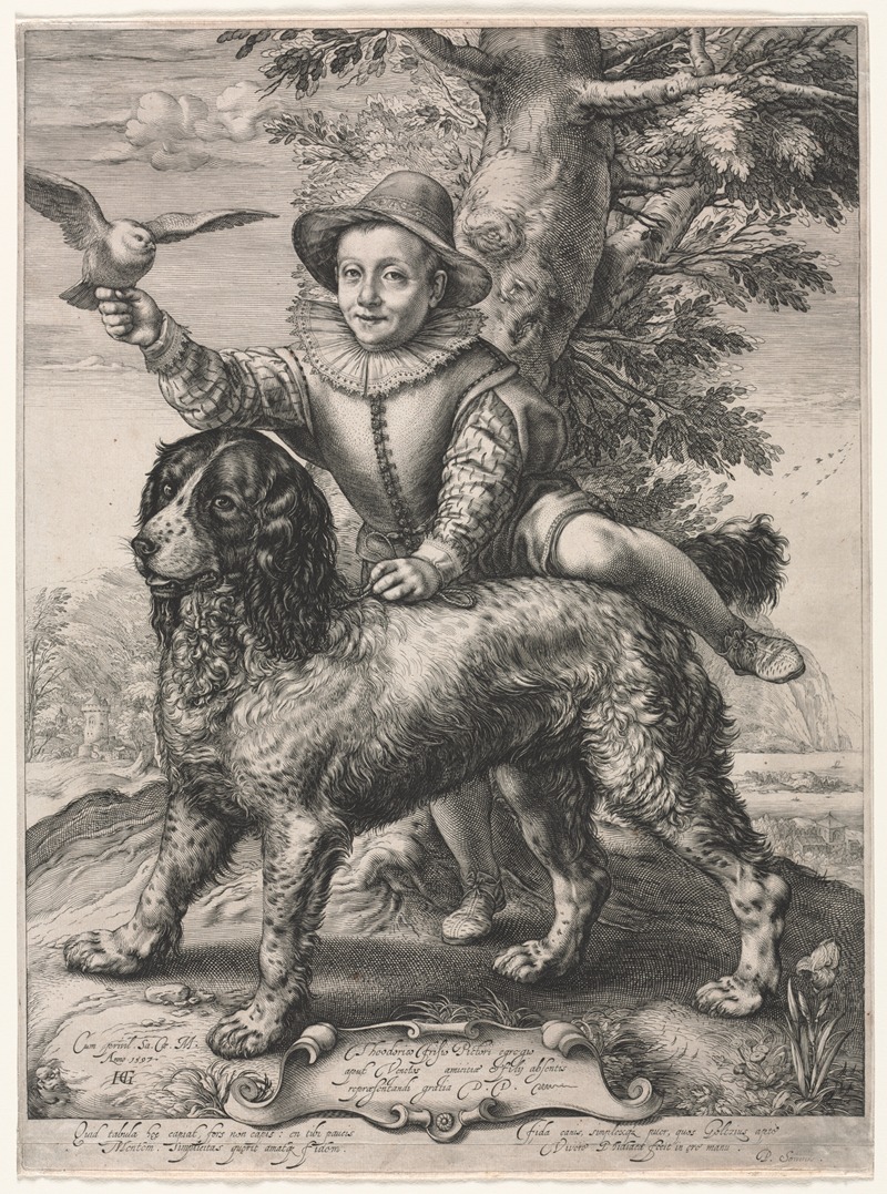 Hendrick Goltzius - Portrait of Frederick de Vries and His Dog