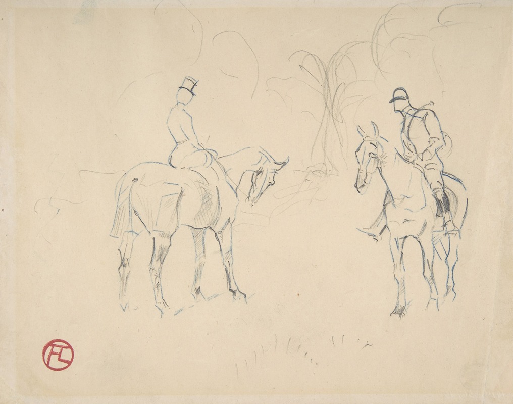 Henri de Toulouse-Lautrec - A Woman and a Man on Horseback