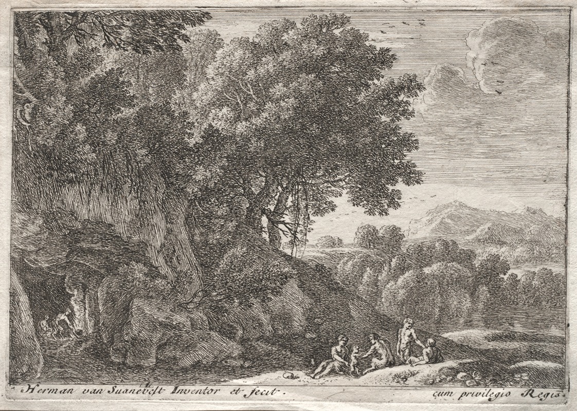 Herman van Swanevelt - Landscape with Satyrs