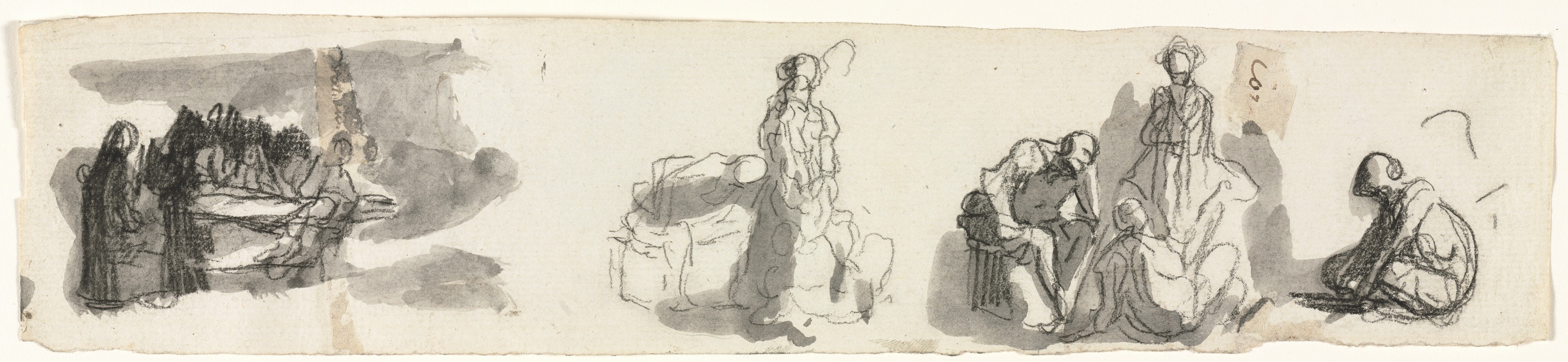 Honoré Daumier - Sheet of Studies with a Group of Four Figures to the Right