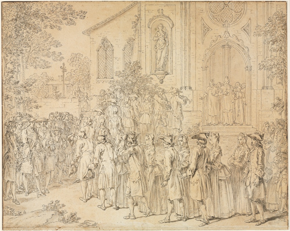 Hubert-François Gravelot - A Procession Entering a Church