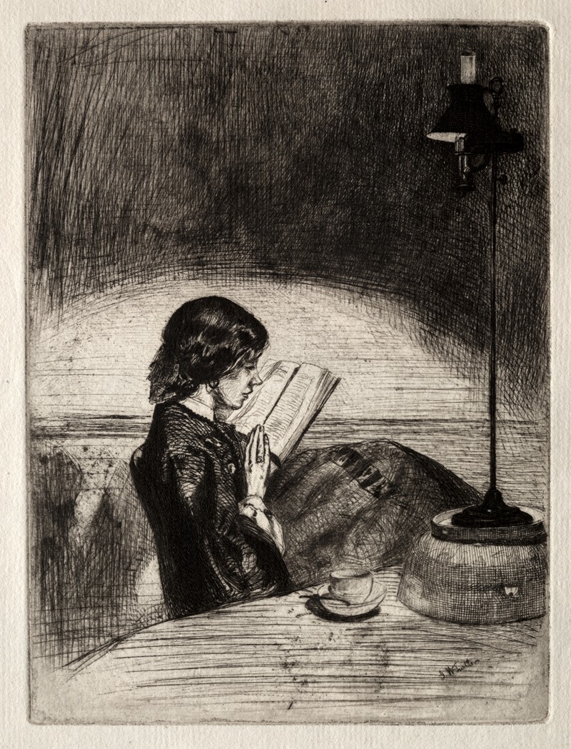 James Abbott McNeill Whistler - Reading by Lamplight