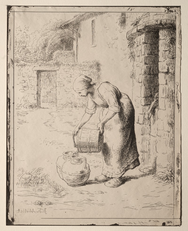 Jean-François Millet - A Woman Emptying a Bucket