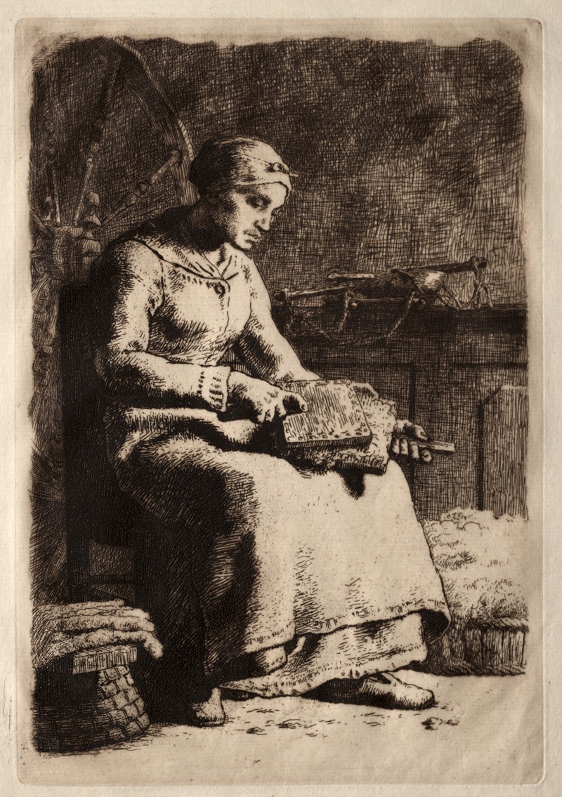 Jean-François Millet - Woman Carding Wool