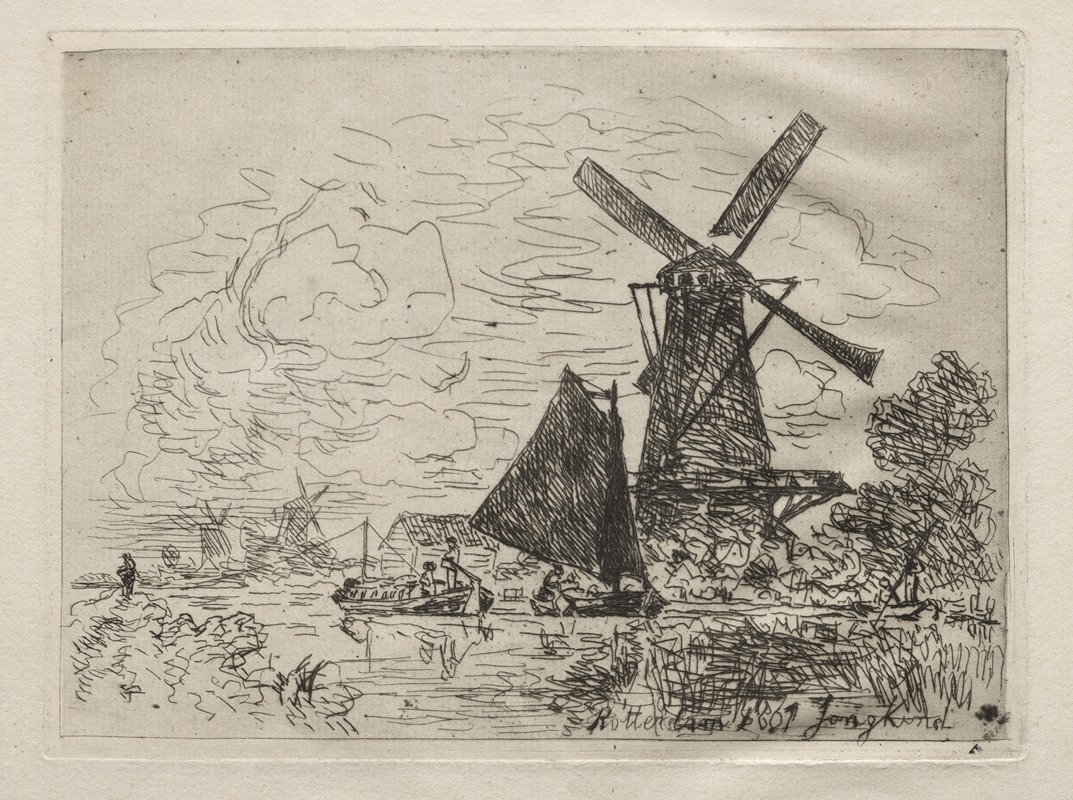 Johan Barthold Jongkind - Windmills in Holland