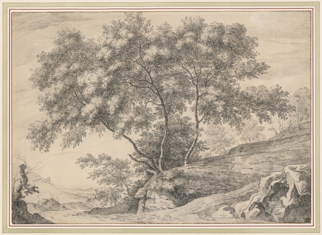 John Claude Nattes - A Clump of Trees on a Rocky Outcrop