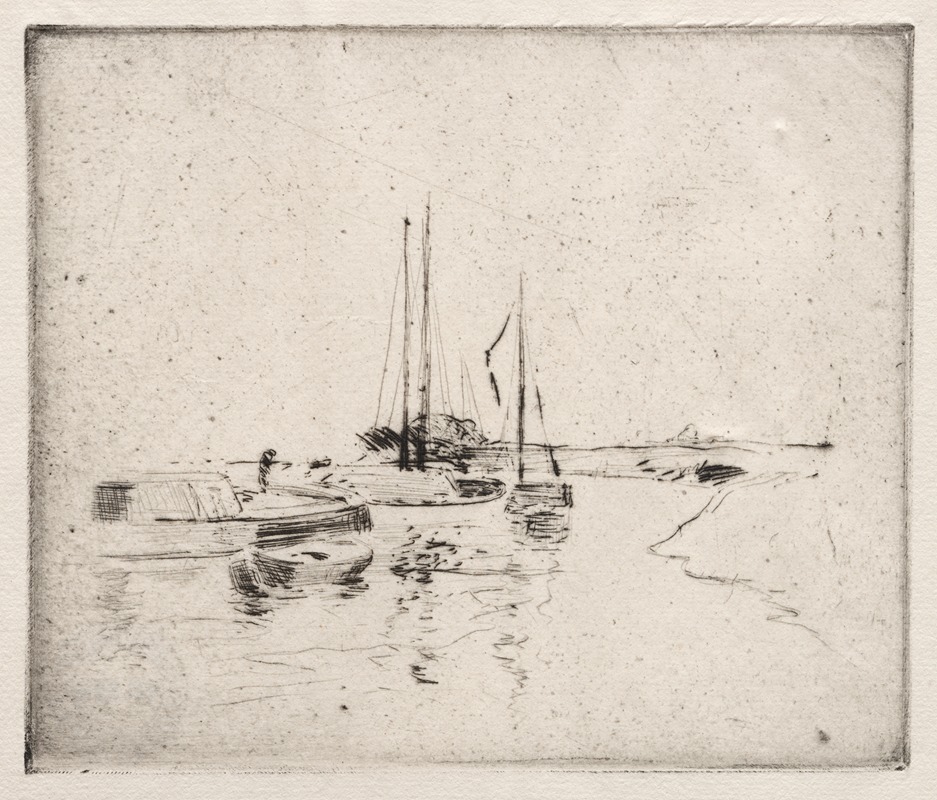 John Henry Twachtman - Four Boats on the Canal, Near Dordrecht