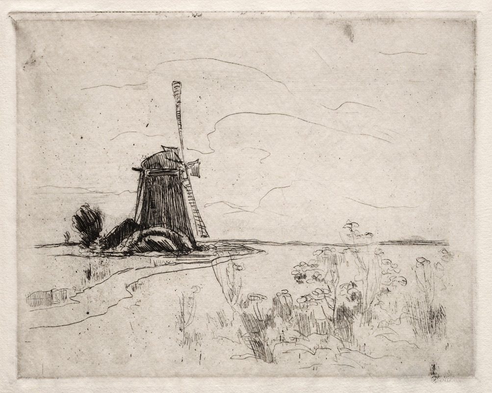 John Henry Twachtman - Mill and Weeds, Holland