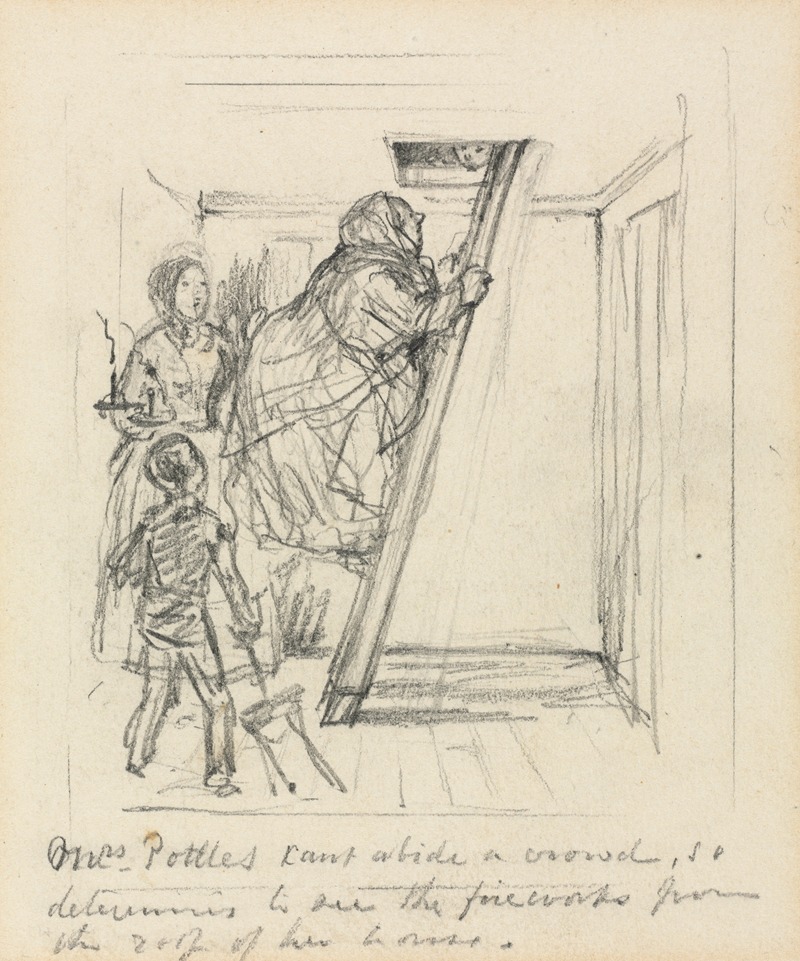 John Leech - Sketch for ‘Mrs. Pottles Can’t Abide a Crowd’