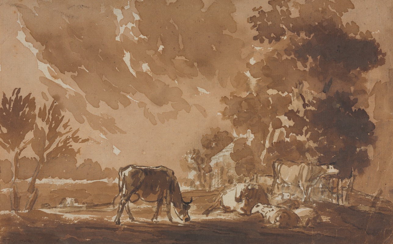 Jules Dupré - Landscape with Cattle