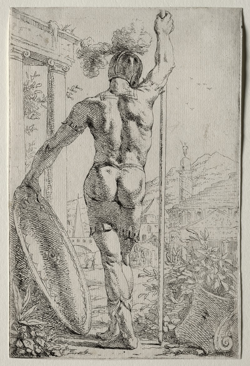 Leendert van der Cooghen - A Soldier Standing, Seen from Behind