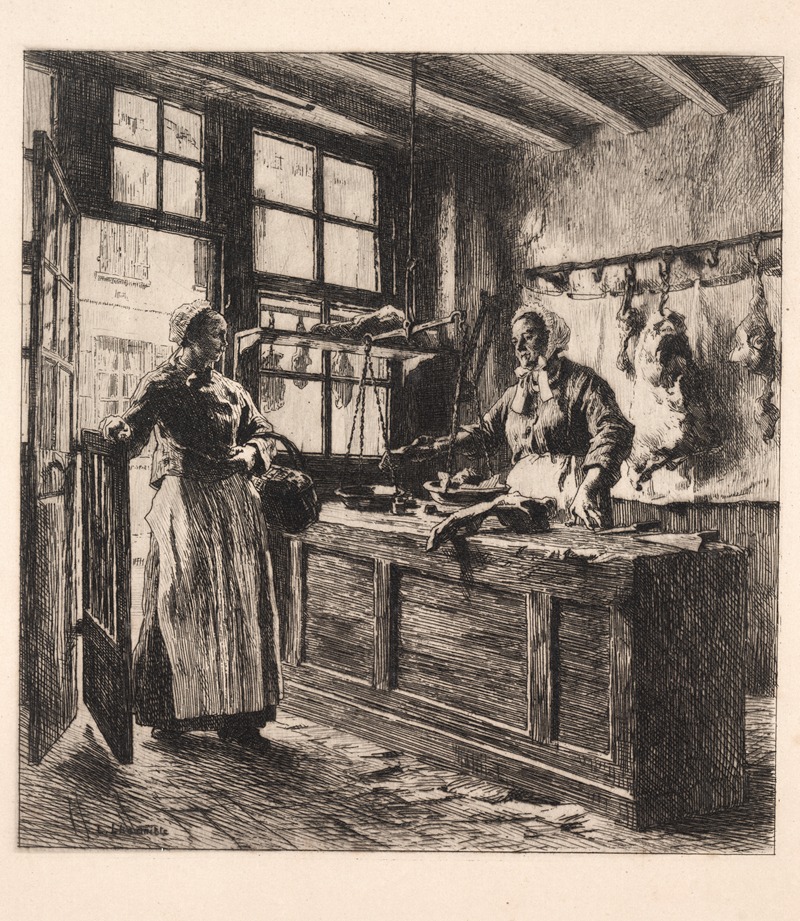 Léon Augustin Lhermitte - Interior of a Butcher Shop