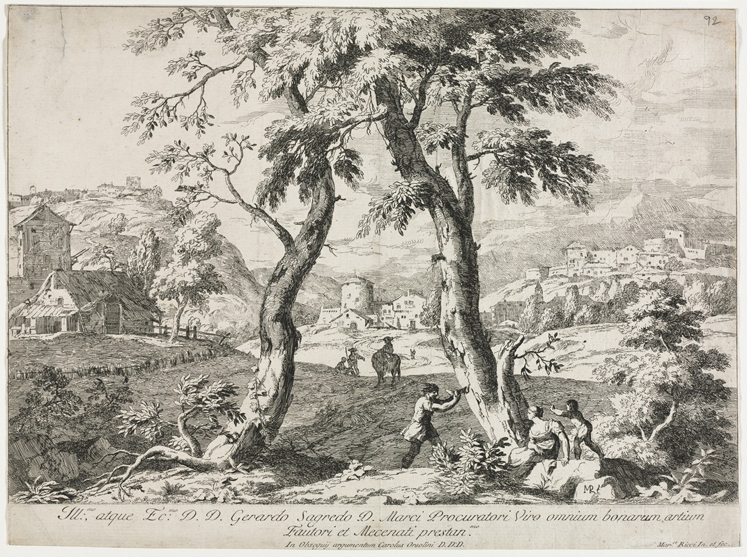 Marco Ricci - View of a Village with Figures in the Foreground