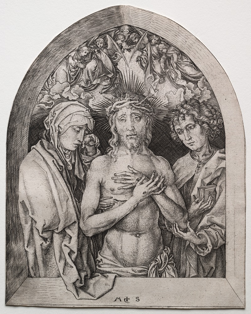 Martin Schongauer - Christ as the Man of Sorrows between the Virgin and St. John