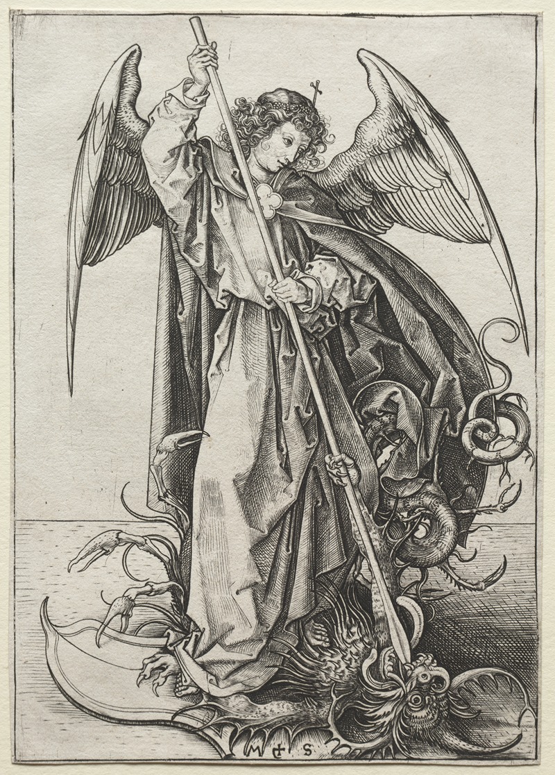 Martin Schongauer - The Archangel Michael Piercing the Dragon