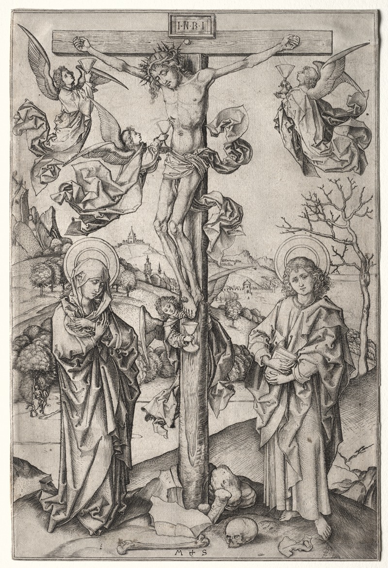 Martin Schongauer - The Crucifixion with Four Angels