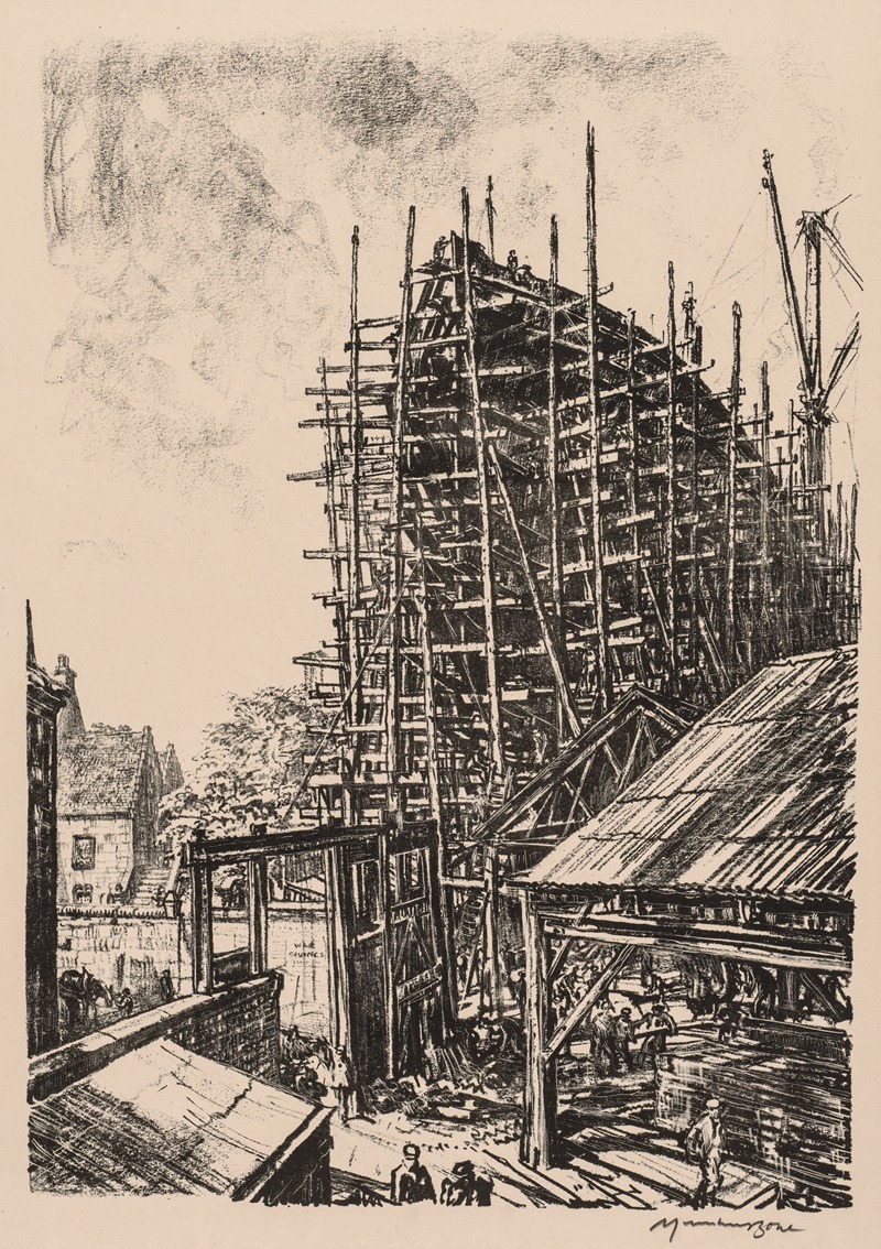 Muirhead Bone - On the Clyde, 1917-1918; Building a Liner at Greenock