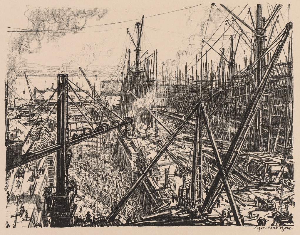 Muirhead Bone - On the Clyde, 1917-1918; Reconstructing a Clyde Shipyard