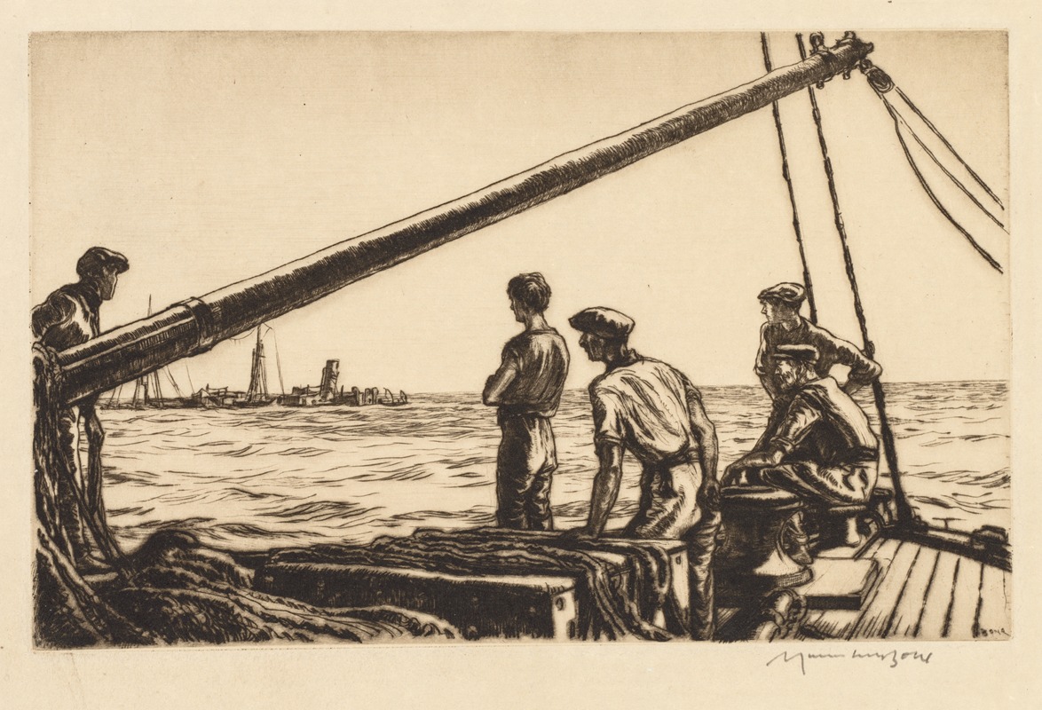 Muirhead Bone - Salvage Men Approaching a Torpedoed Ship