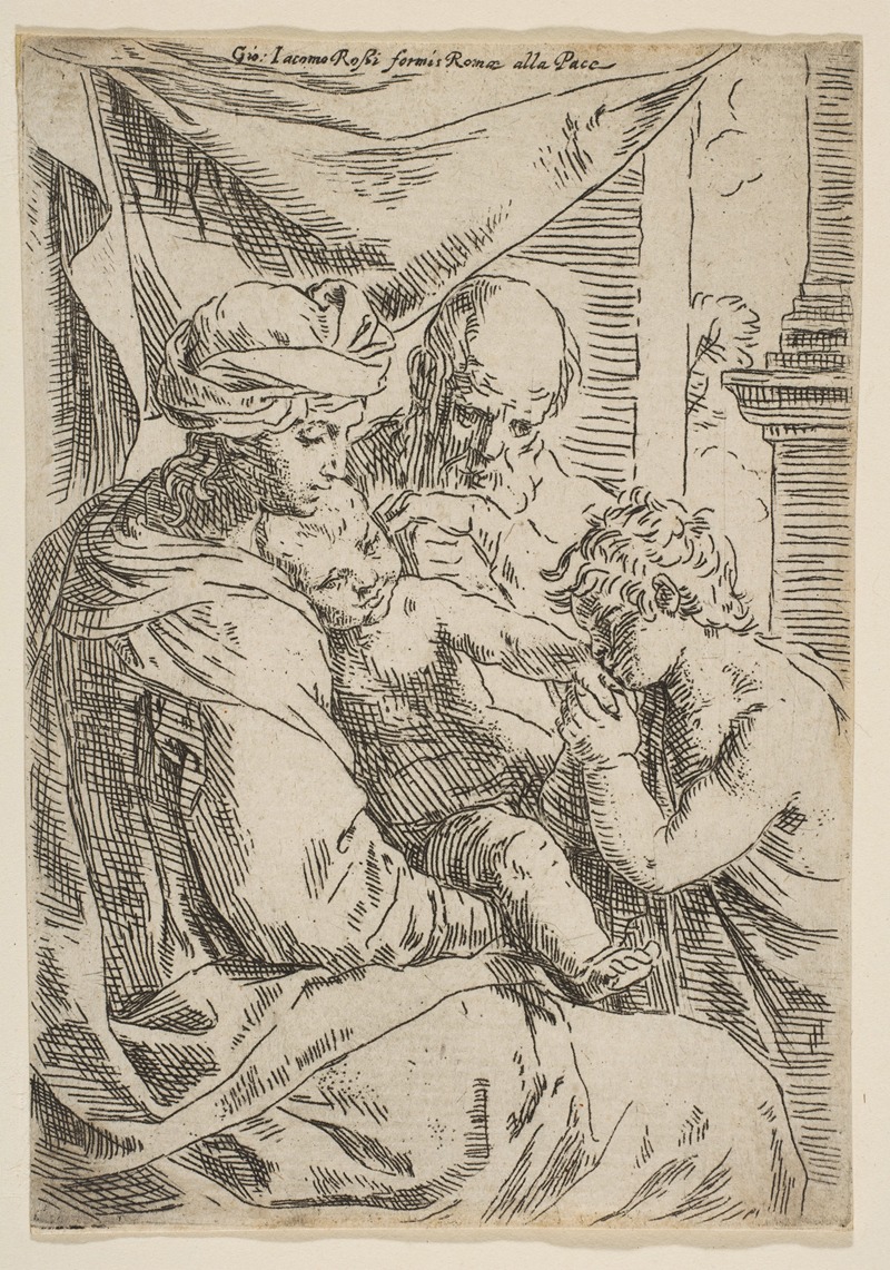 Simone Cantarini - Holy Family with Saint John the Baptist kissing the infant Christ’s hand