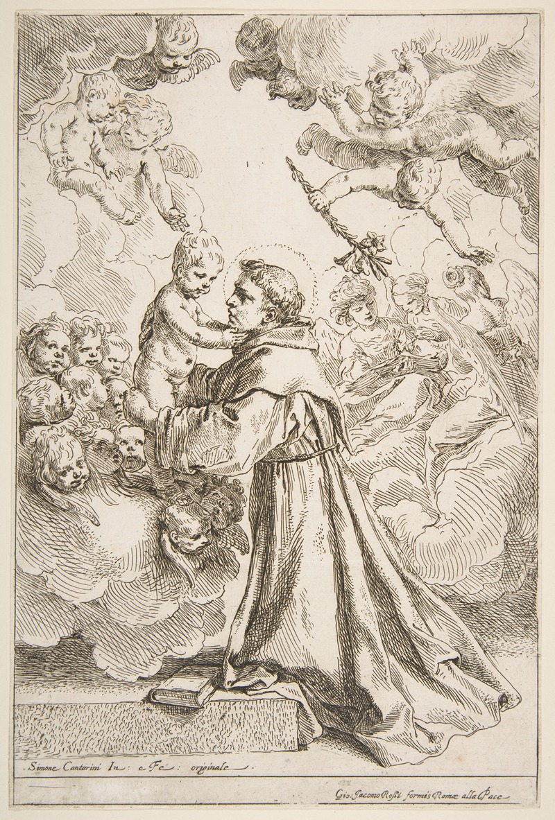 Simone Cantarini - Saint Anthony of Padua adoring the Christ Child in Glory