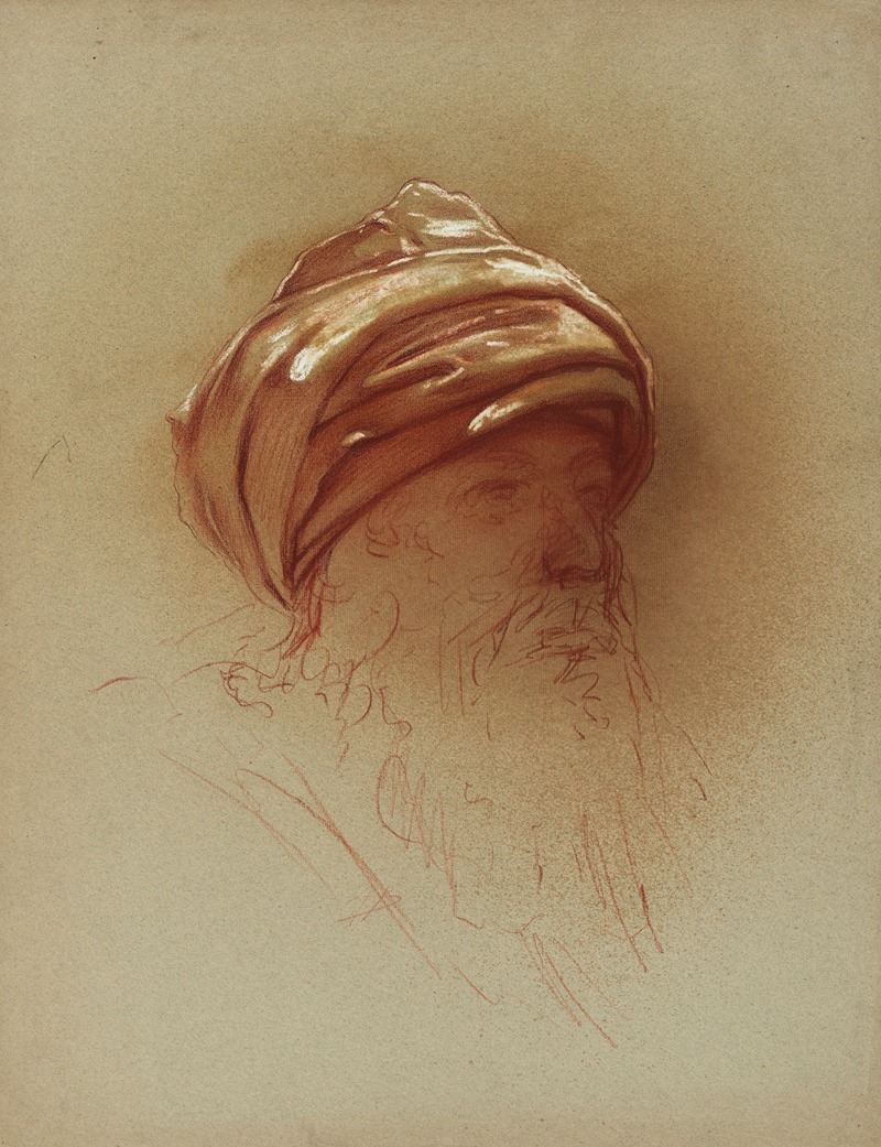 Alfred Plauzeau - Tête d’homme barbu, portant un turban