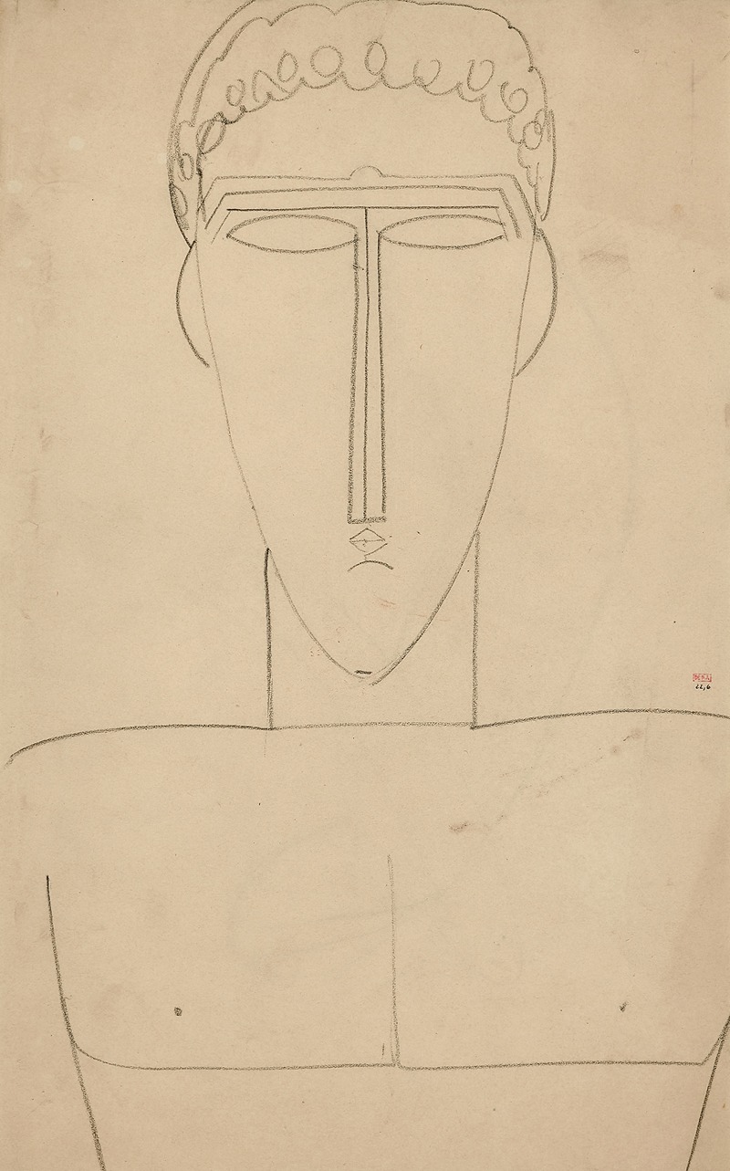 Amedeo Modigliani - Tête et buste d’homme de face