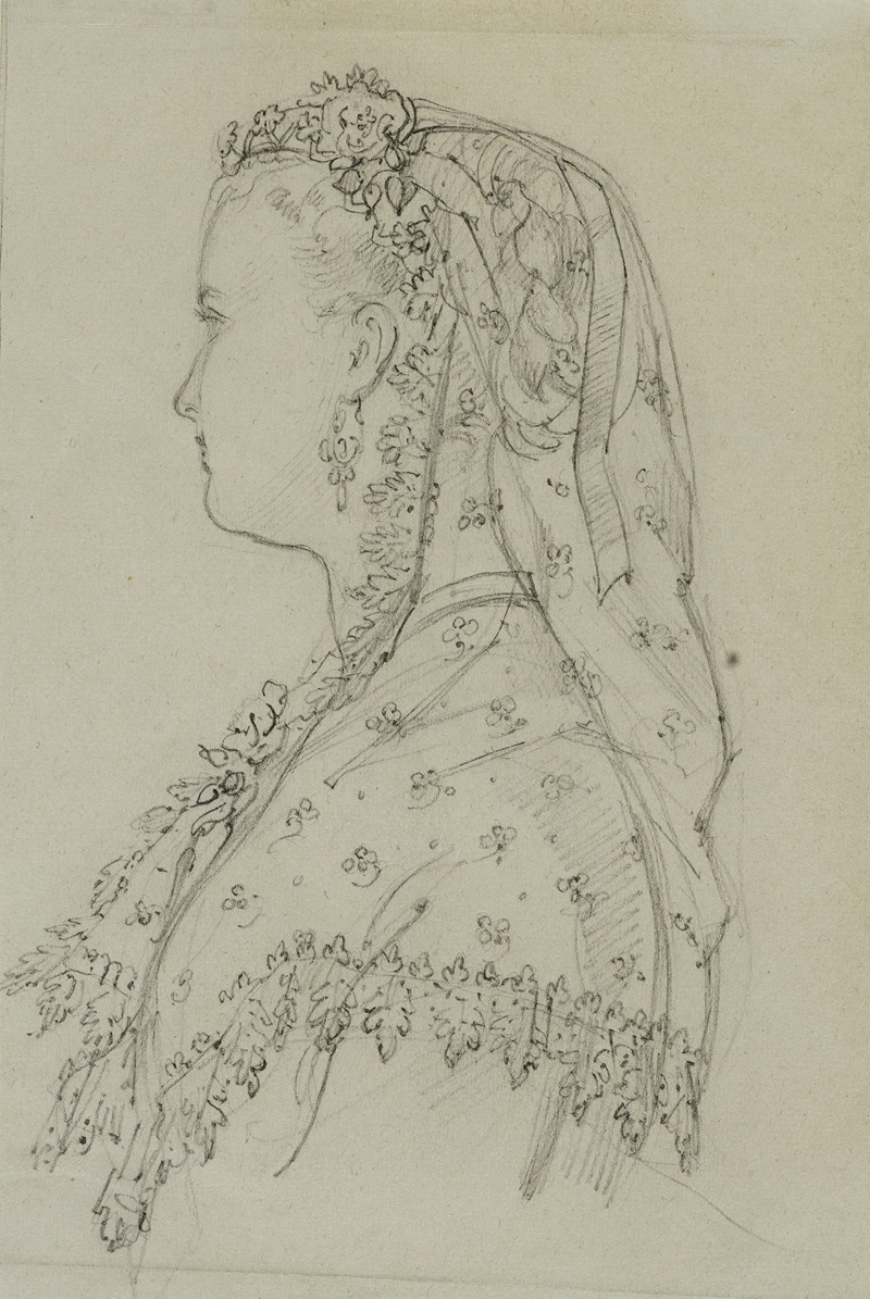 Anaïs Colin-Toudouze - Femme de profil avec voile de dentelle