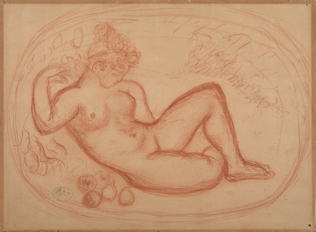 Aristide Maillol - Femme nue allongée de face avec des fruits