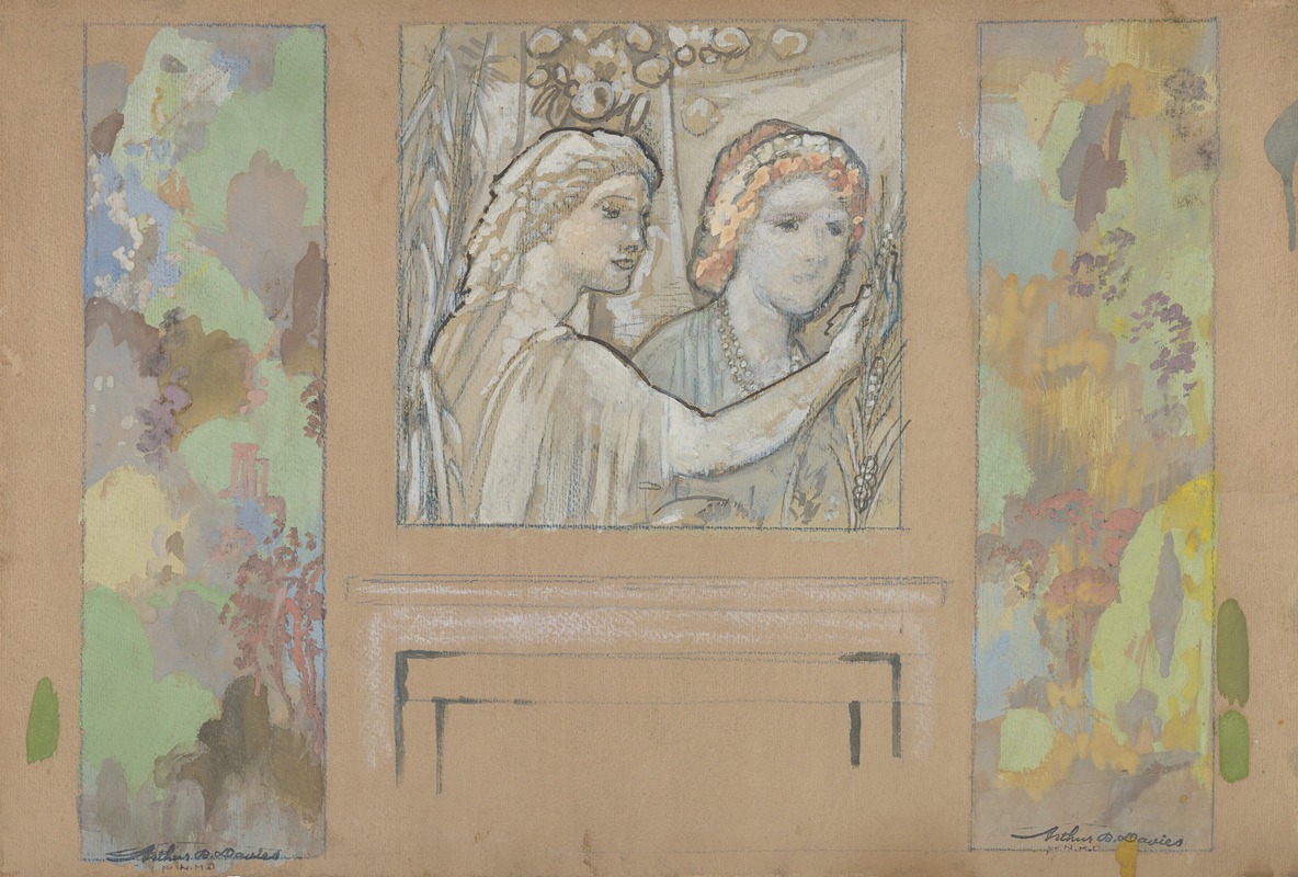 Arthur Bowen Davies - Design for an Overdoor Painting and Two Wall Panels